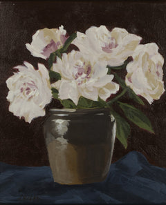Jody Rigby - Peonies in brown glazed pot