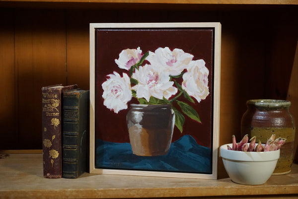 Jody Rigby - Peonies in brown glazed pot