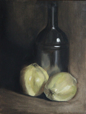 Jessica Olpp - Coings et bouteille d'huile d'olive
