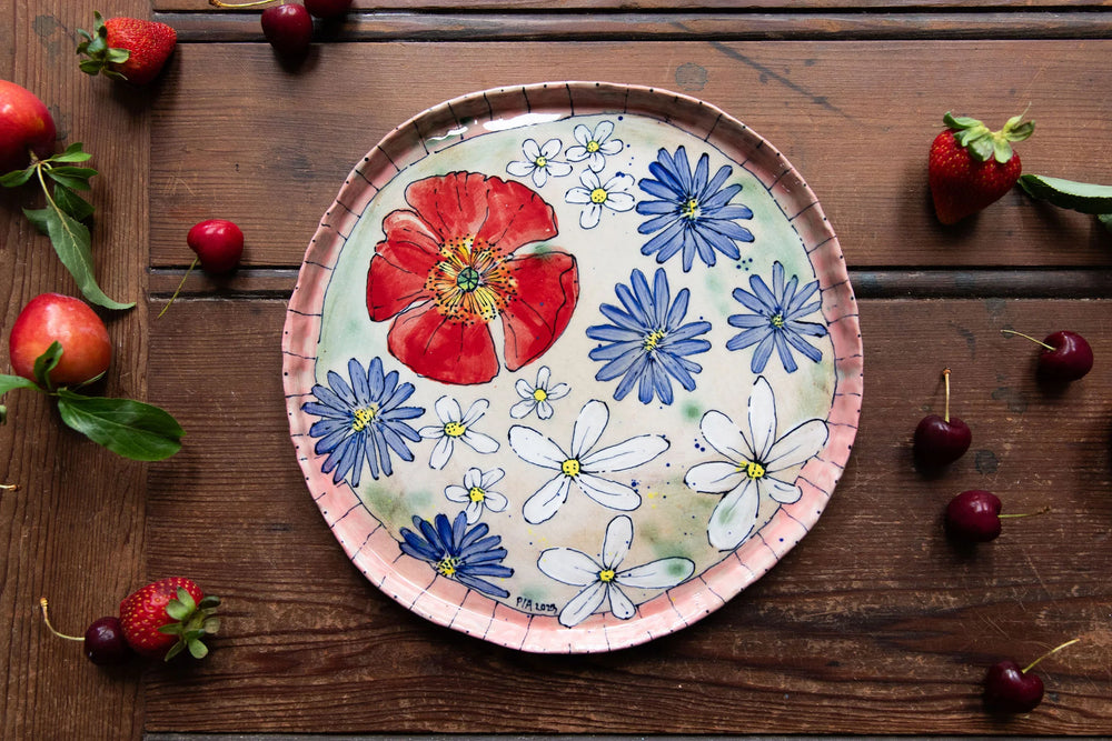 Pia Kuykhoven - Poppies, daisies and cornflower - plate