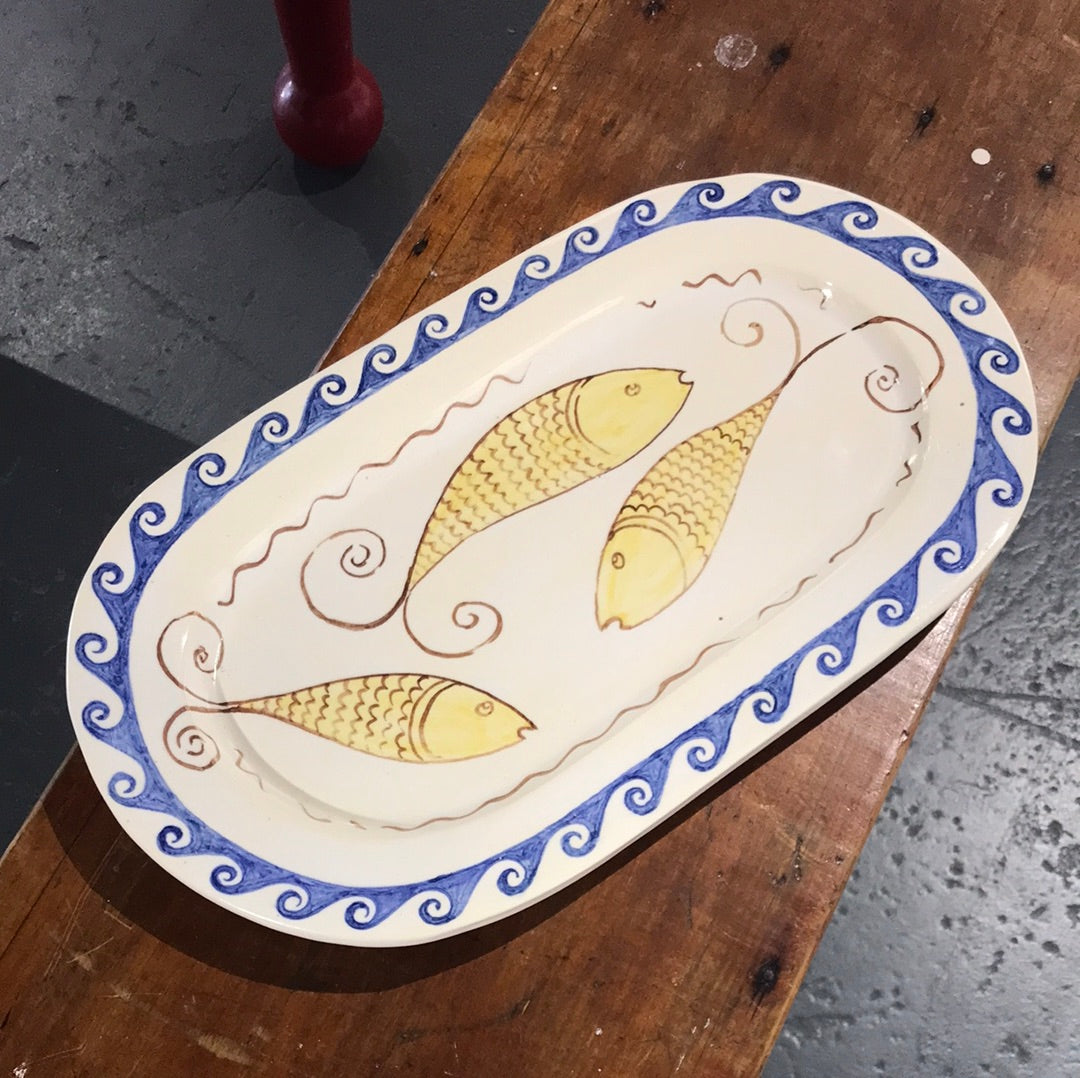 di Lunedì - Yellow Fish with blue wave border