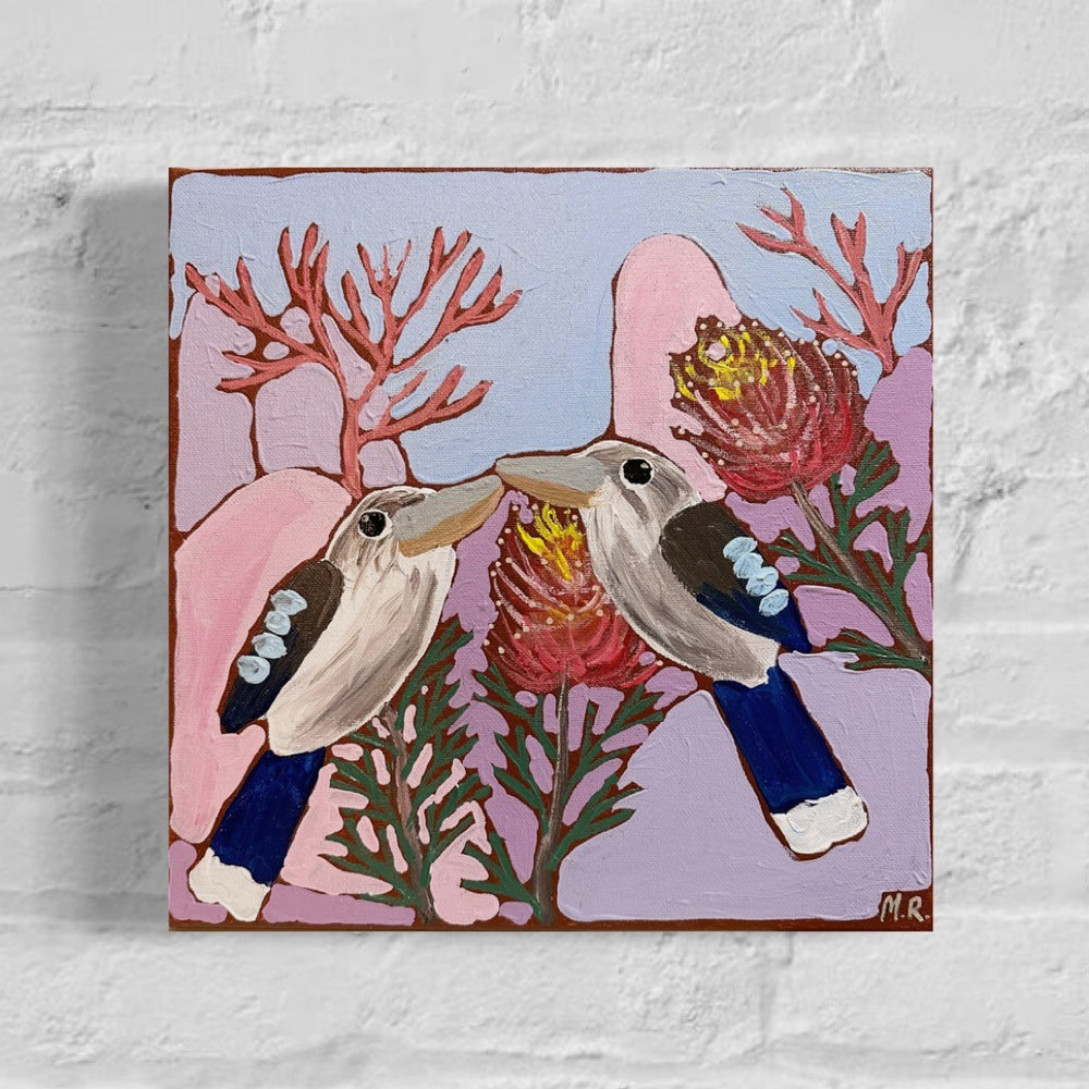 Hannah Goggs | The Moody Rabbit - "Desert Love" Blue-Winged Kookaburras in Grevillea