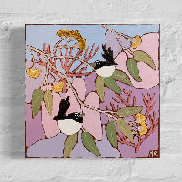 Hannah Goggs | The Moody Rabbit - "Desert Love" Willie Wagtails in Eucalyptus