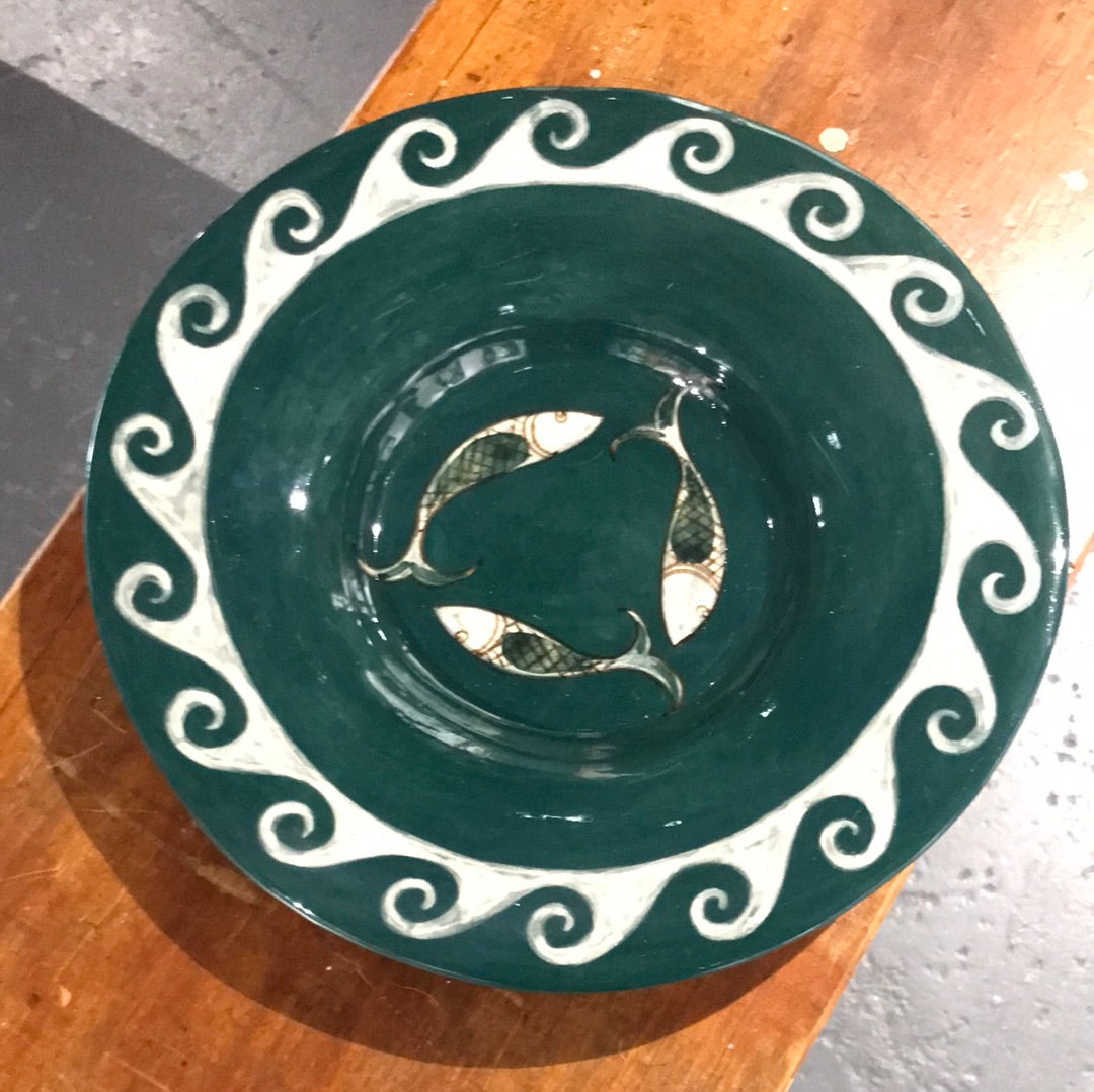 di Lunedì - Green with detailed englobe border and fish