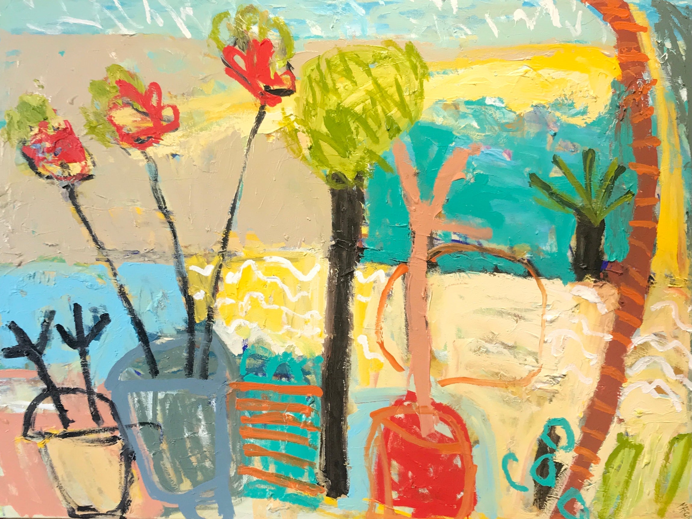 Margaret Delahunty Spencer - Still Life with Snake Lilly and Beach Views #2