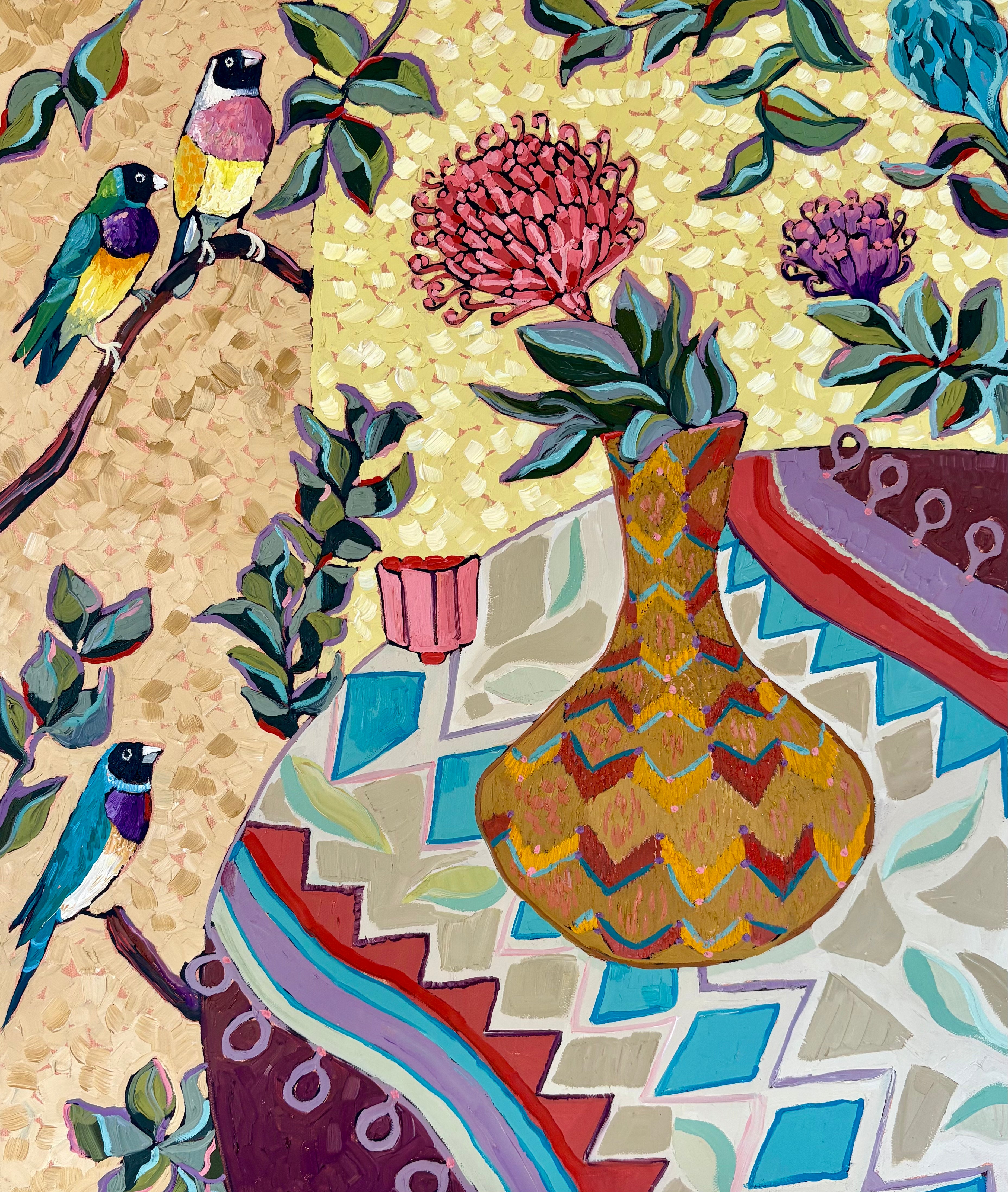 Kobie Bosch - Gouldian Finches & Pincushions