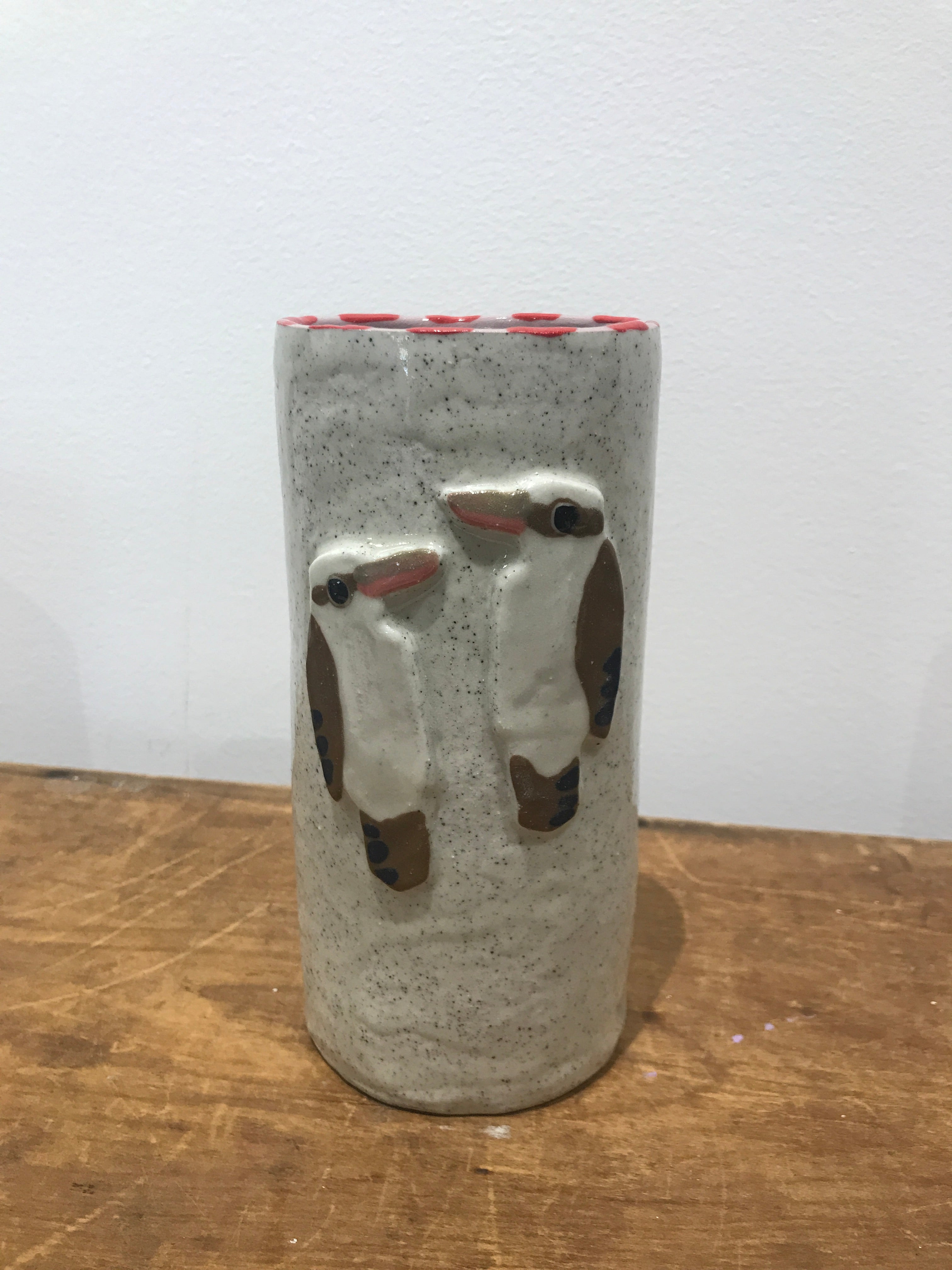 Hannah Goggs | The Moody Rabbit  - Kookaburra Vase (White) (item #16)