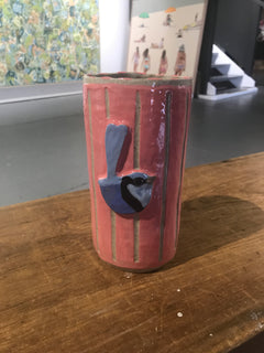 Hannah Goggs | The Moody Rabbit  - Splendid Wren Pink Stripe Vase