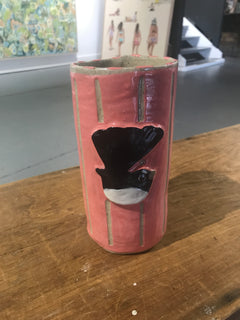 Hannah Goggs | The Moody Rabbit  - Willie Wagtail Pink Stripe Vase