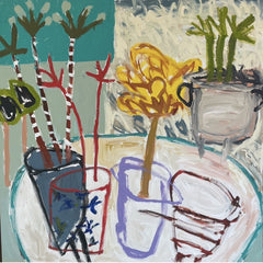 Margie Delahunty Spencer - Still life, pot plants on table