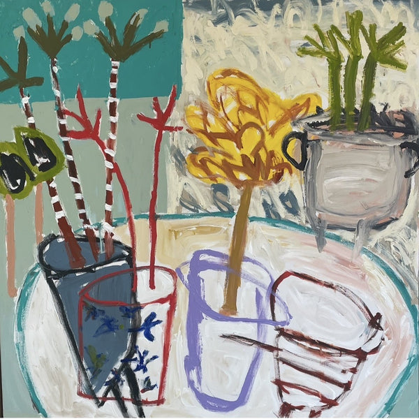 Margie Delahunty Spencer - Still life, pot plants on table