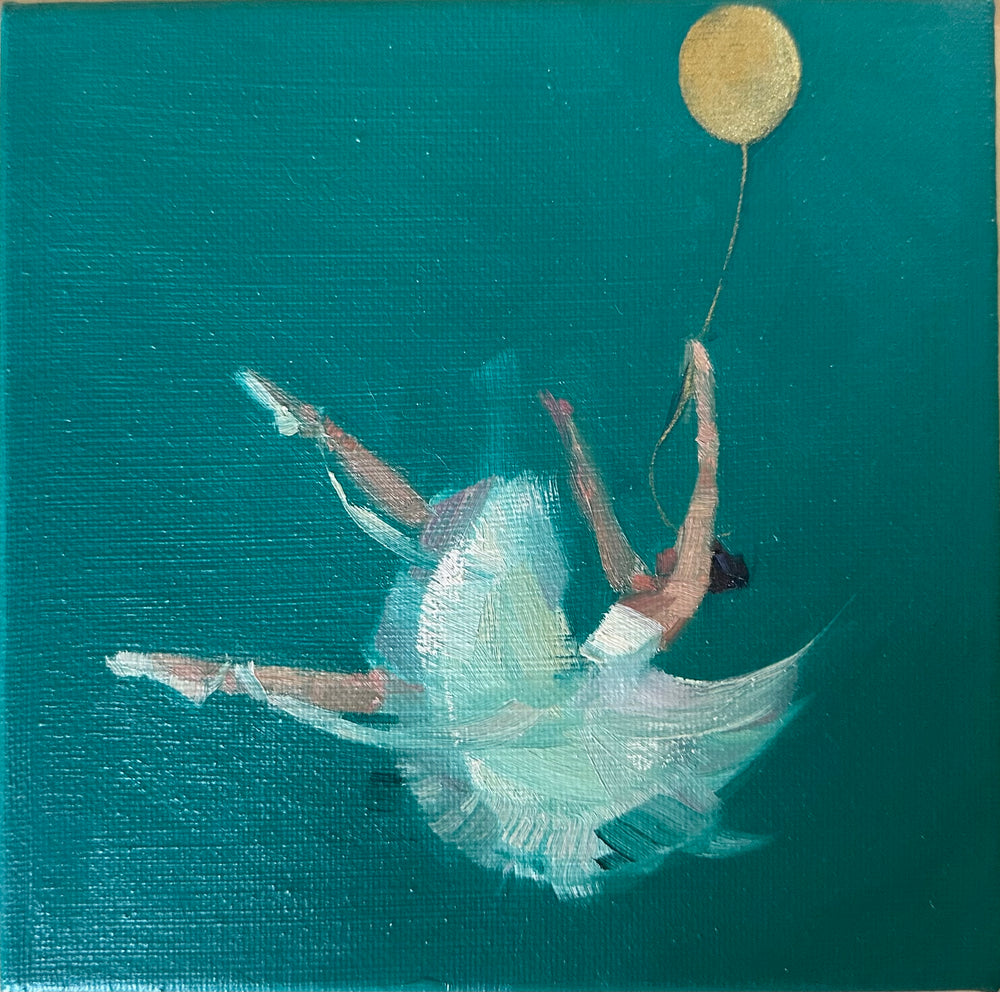 Zory McGrath - Little Ballerina with Gold Balloon (emerald green)