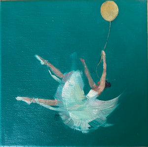 Zory McGrath - Little Ballerina with Gold Balloon (emerald green)