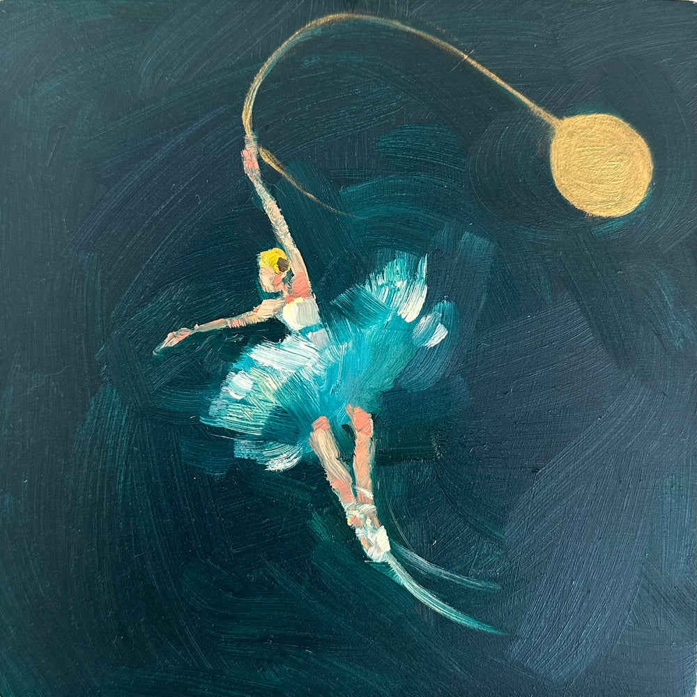 Zory McGrath - Little ballerina with gold balloon / dark green