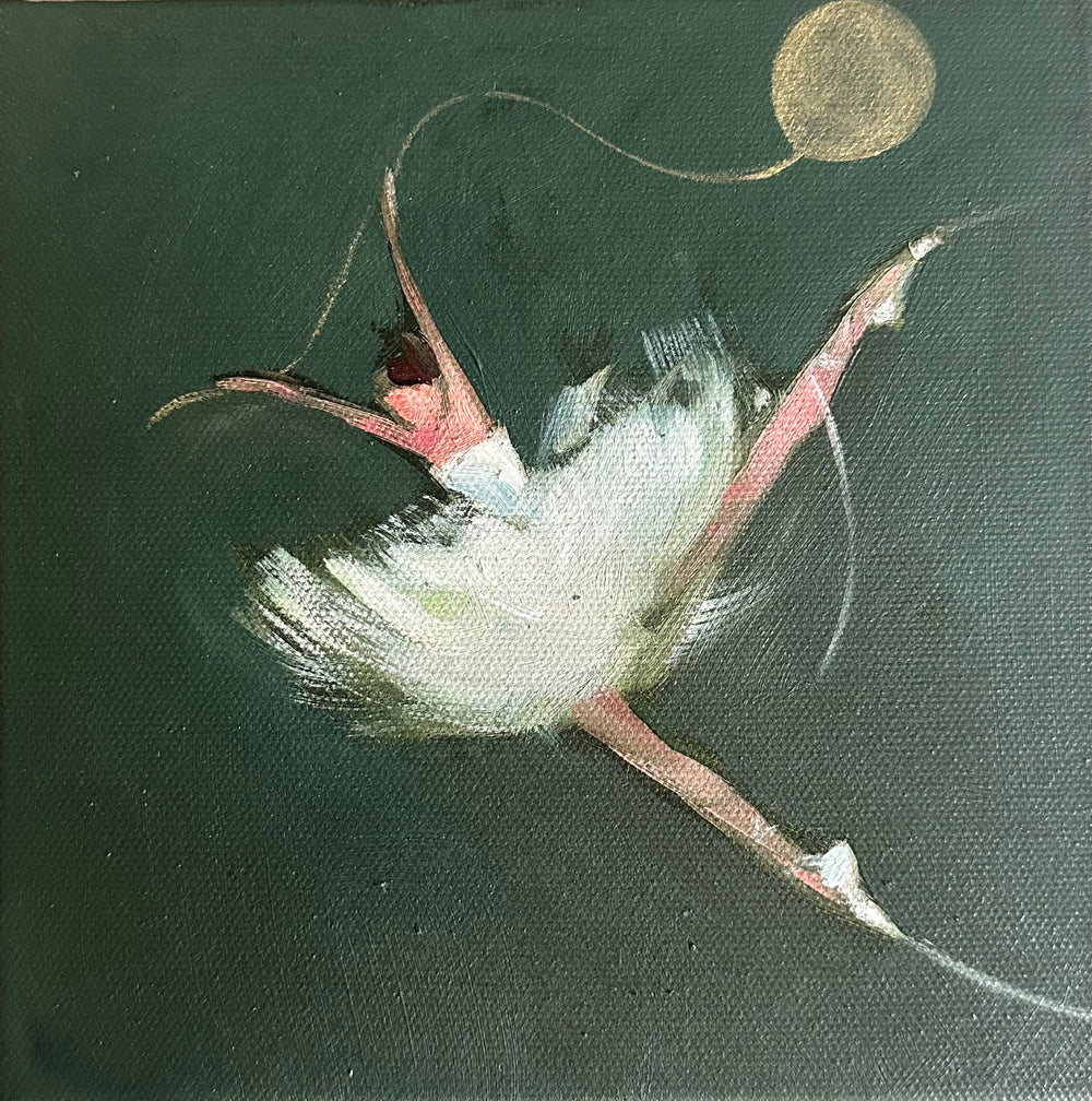 Zory McGrath - Little ballerina with gold balloon/dark green