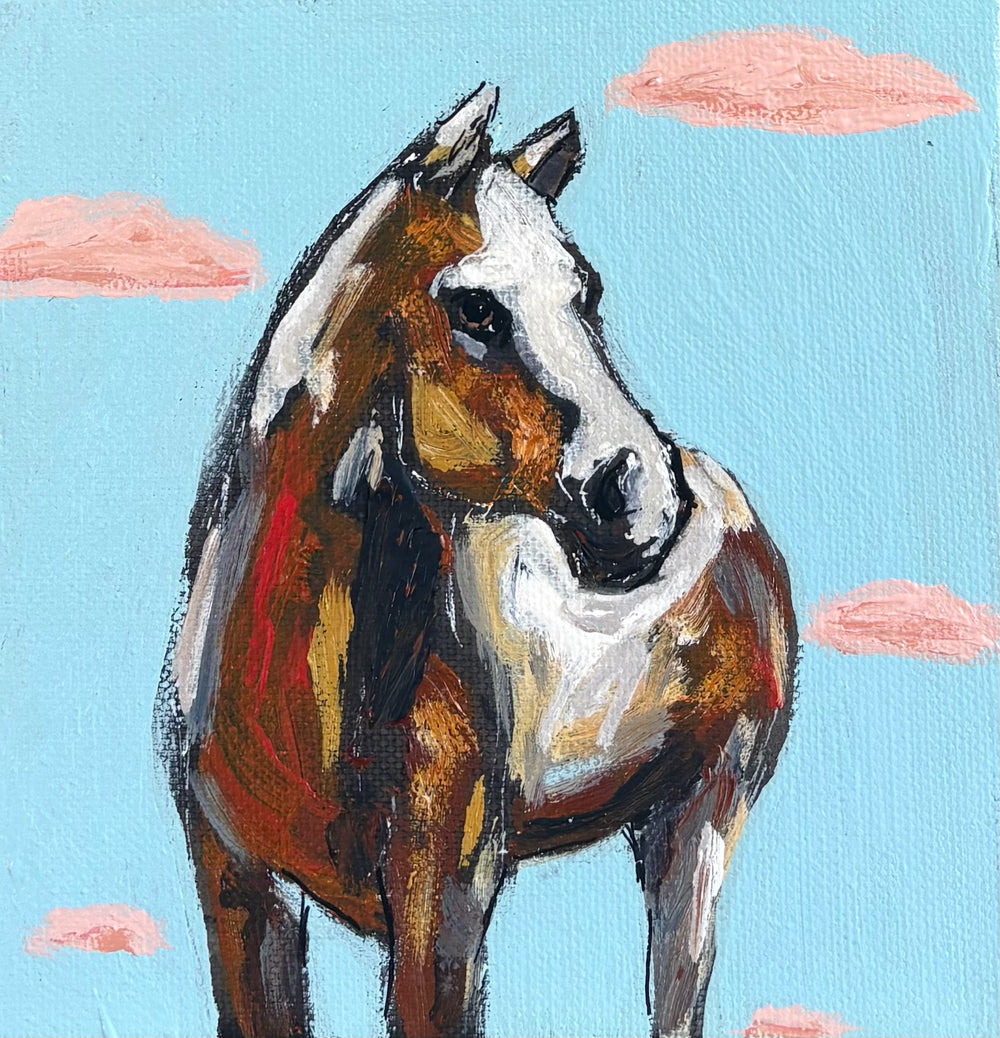 Karen Gray - Paint pony and pink clouds