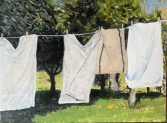 Simone Hale - Stripy Washing in the Orchard
