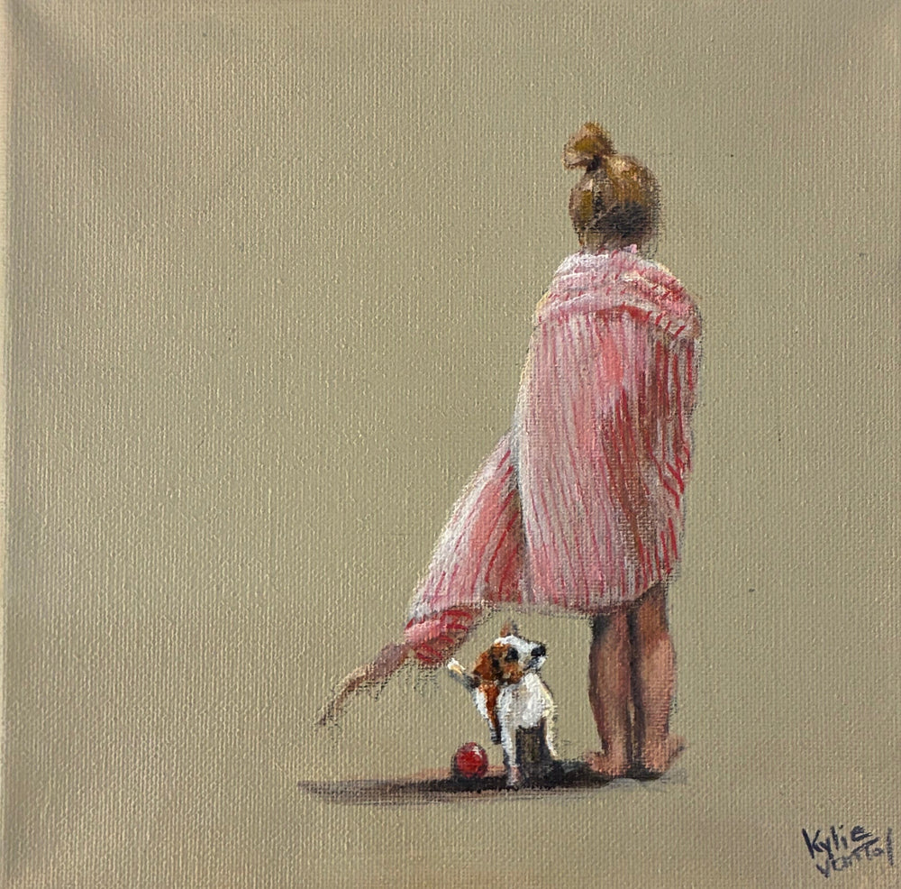 Kylie Van Tol - Stripe towel with doggy