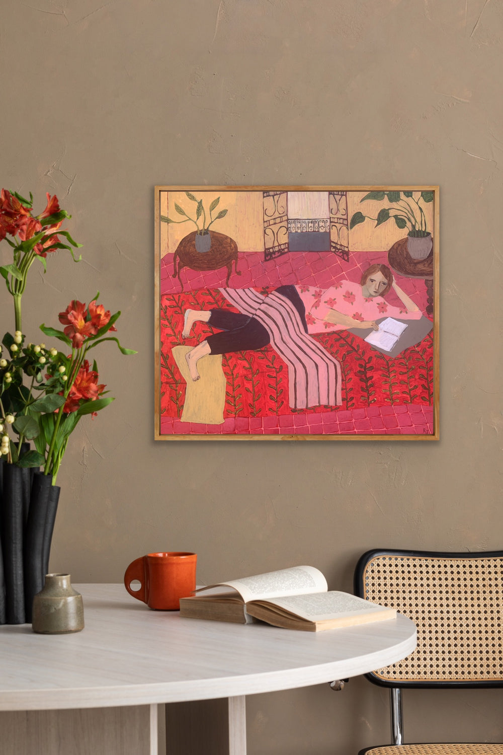 Rebecca James - Reclining Woman with Book