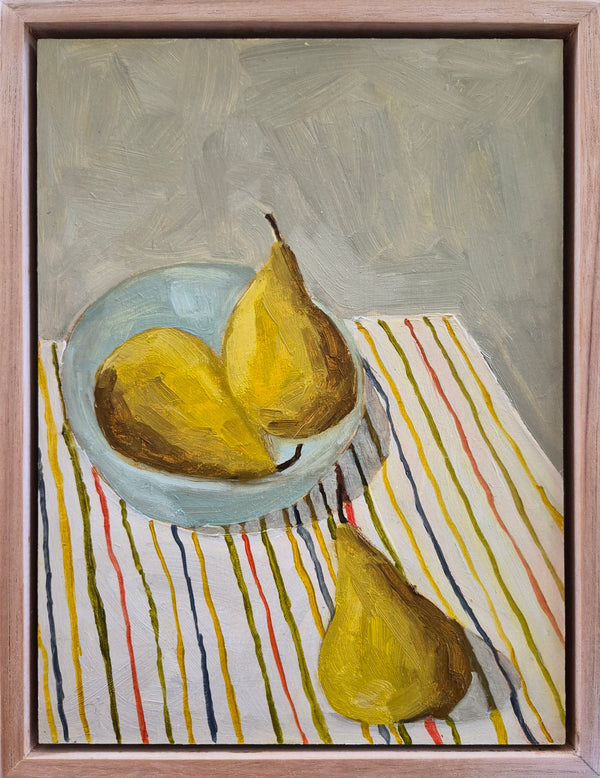 Jo Dunsmuir - Pears on a Striped Cloth