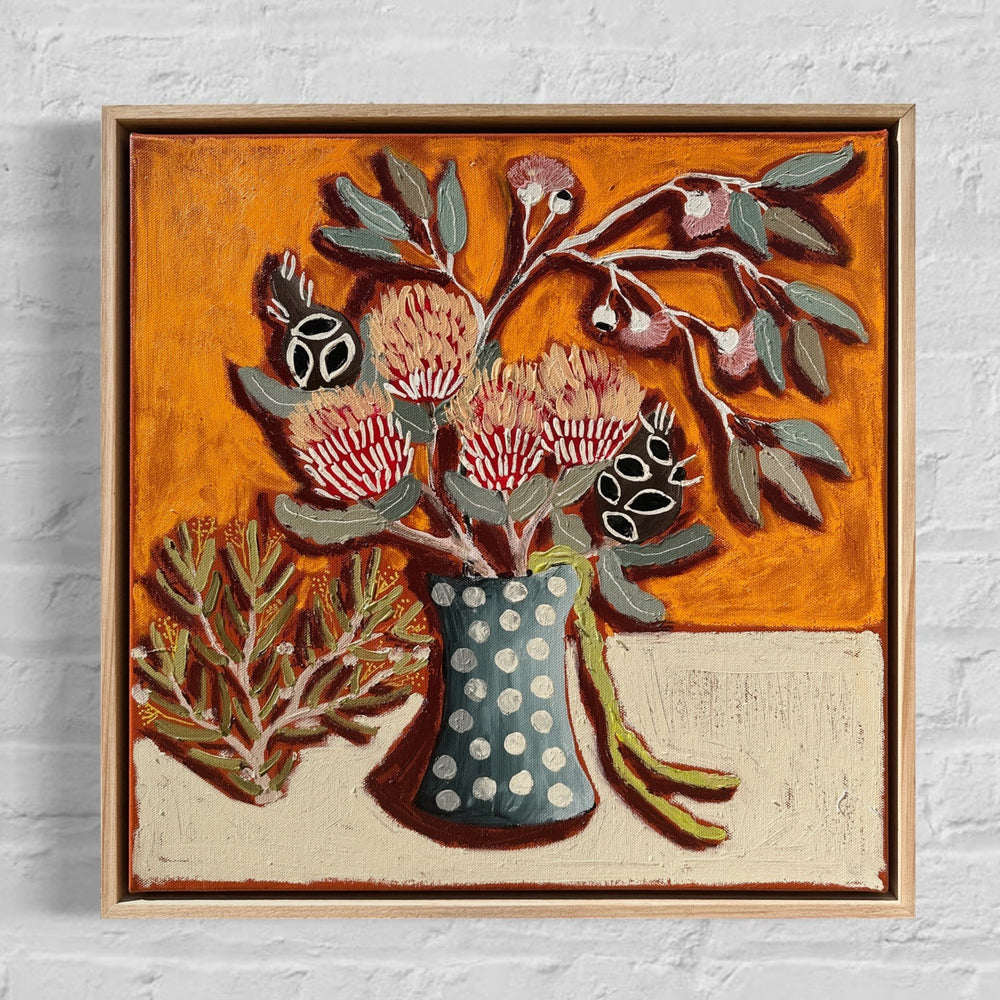 Hannah Goggs | The Moody Rabbit - Framed Botanicals Orange