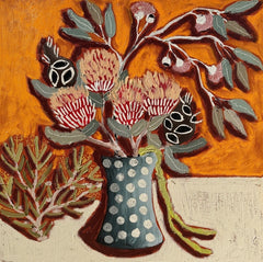 Hannah Goggs | The Moody Rabbit - Framed Botanicals Orange