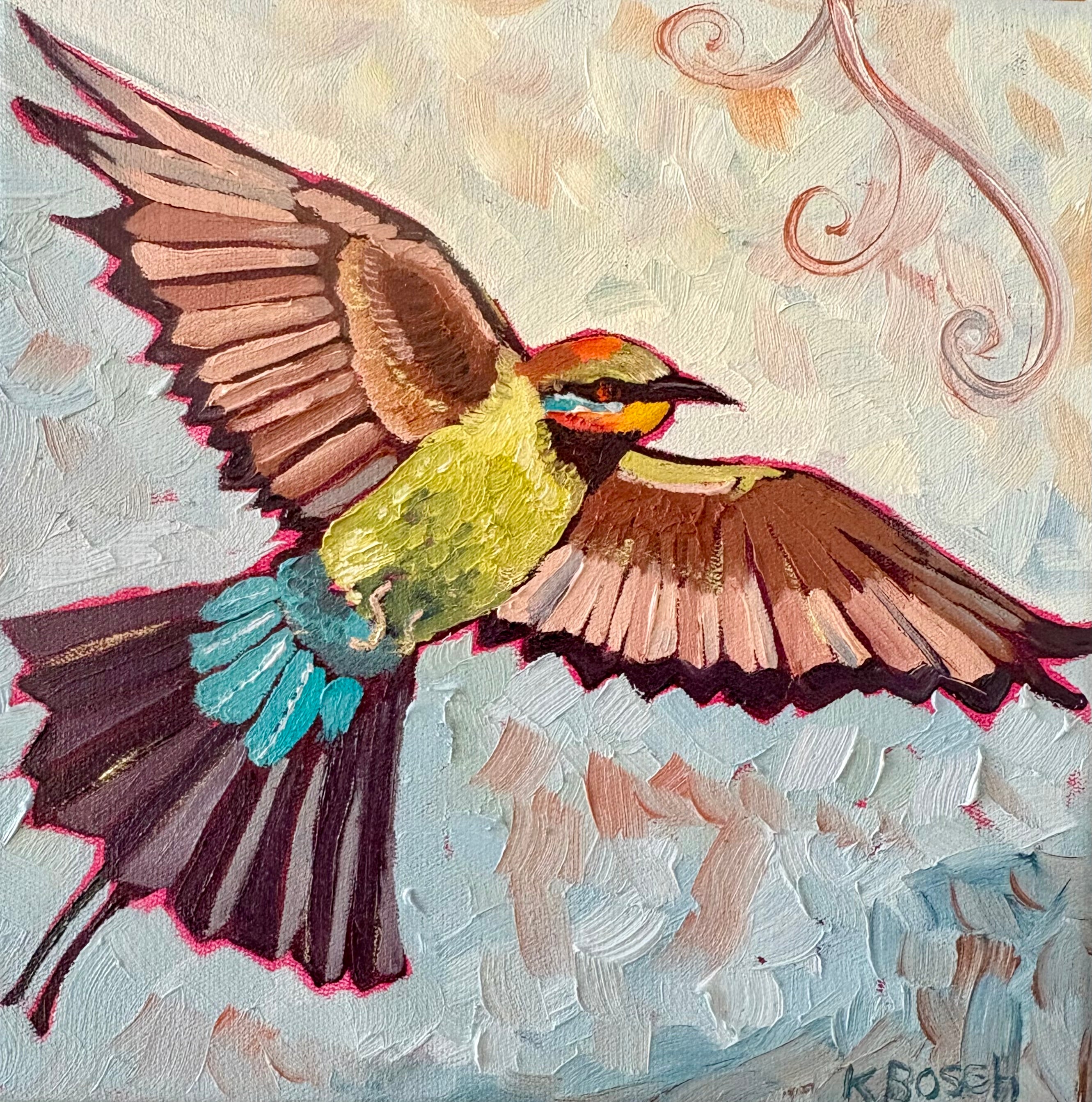 Kobie Bosch - Rainbow Bee-Eater, taking flight to the right