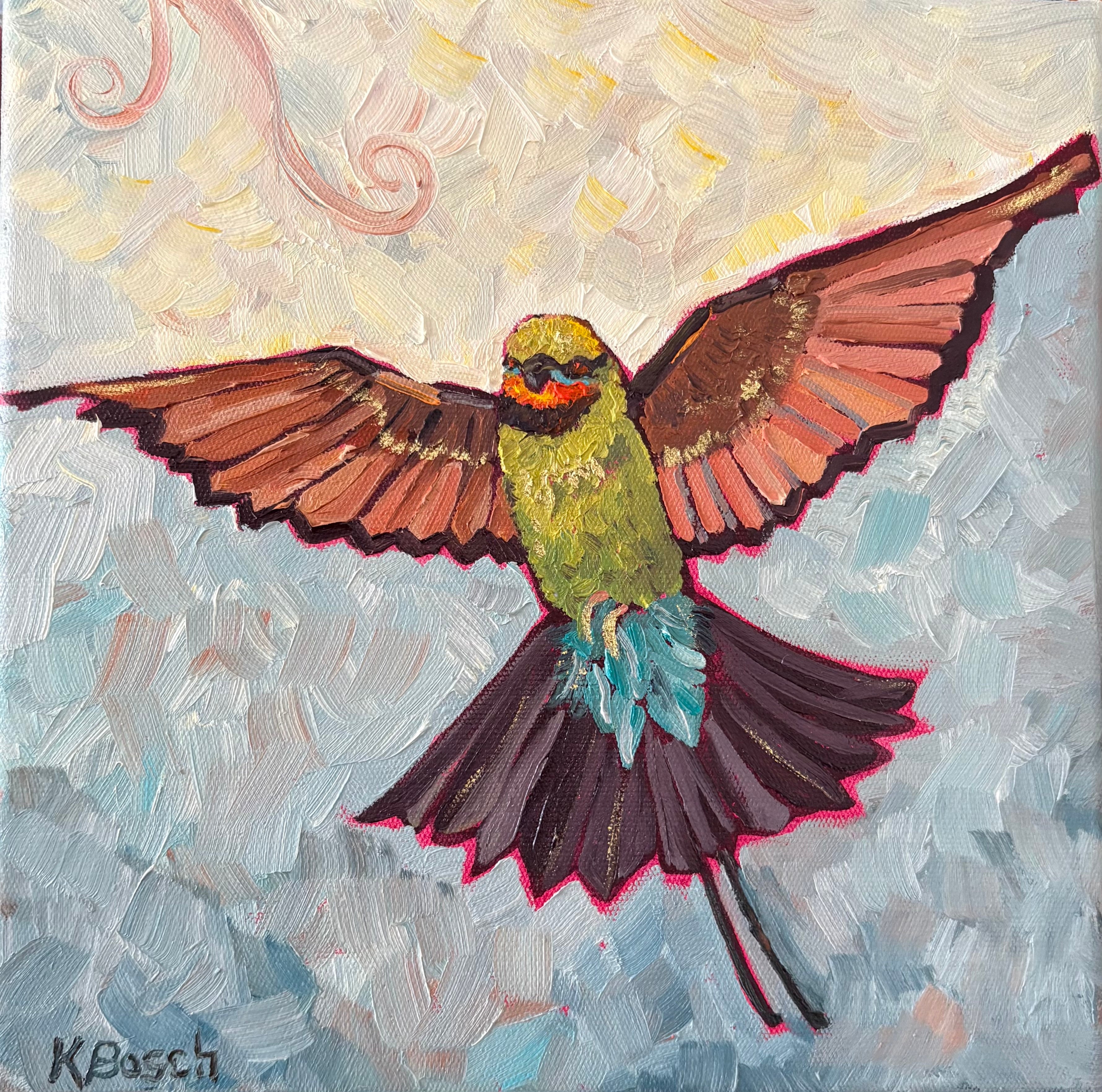 Kobie Bosch - Rainbow Bee-Eater taking flight, to the left