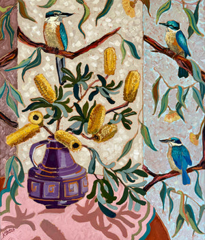 Kobie Bosch - Sacred Kingfishers and Banksias