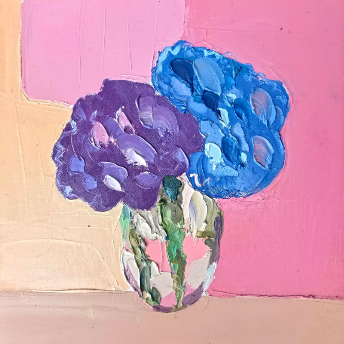 Mia Oatley - Hydrangea On Pink