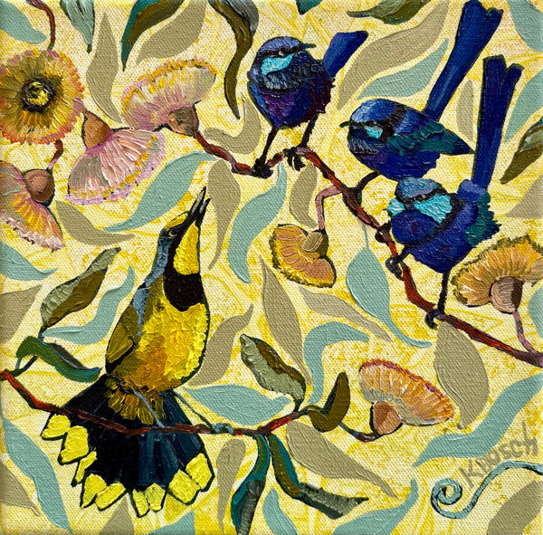 Kobie Bosch - Three Wrens and one Bokmakierie