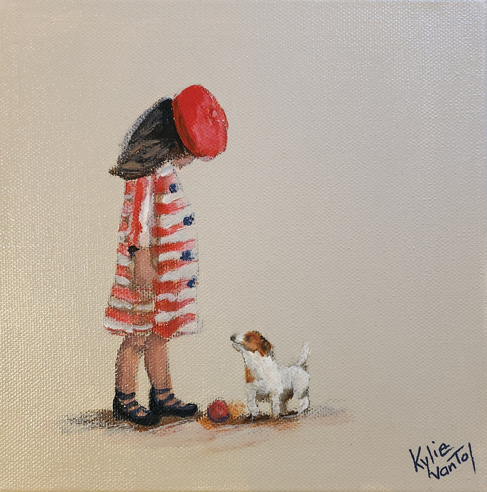 Kylie Van Tol - Girl in red beret with dog