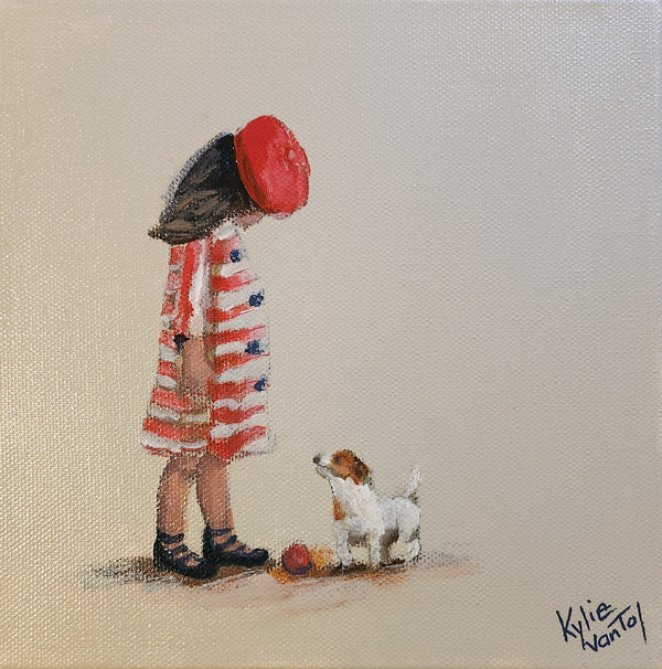 Kylie Van Tol - Girl in red beret with dog