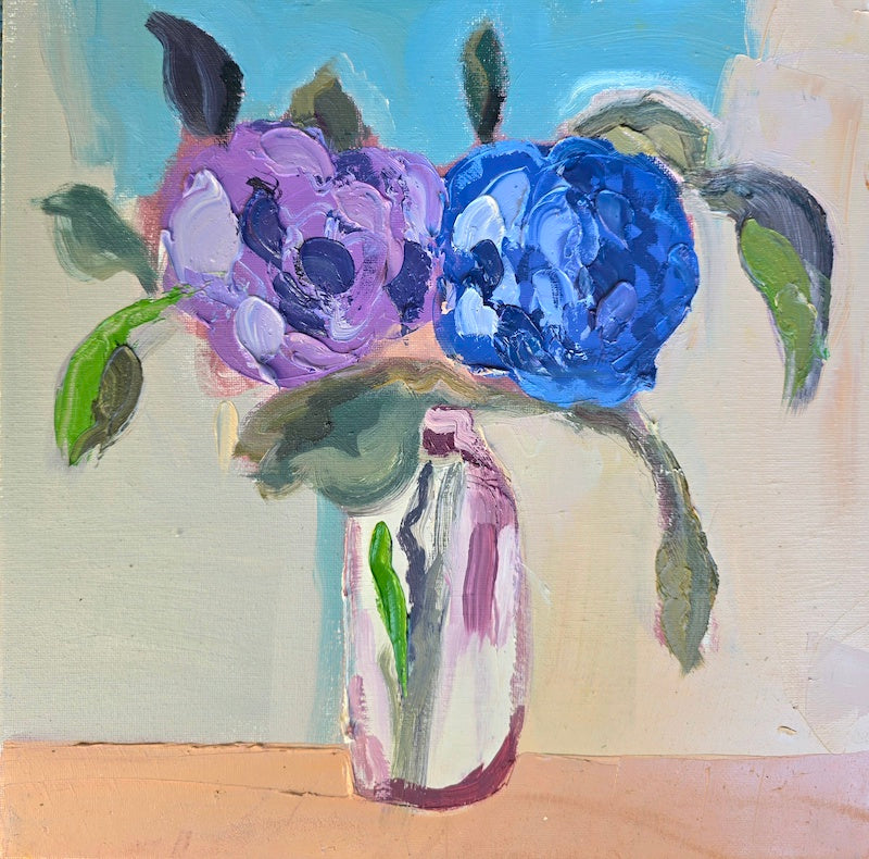 Mia Oatley - Hydrangea On Blue
