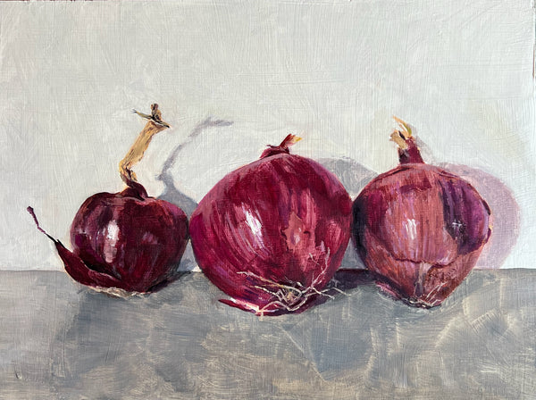 Simone Hale - Red Onions on a Concrete Bench