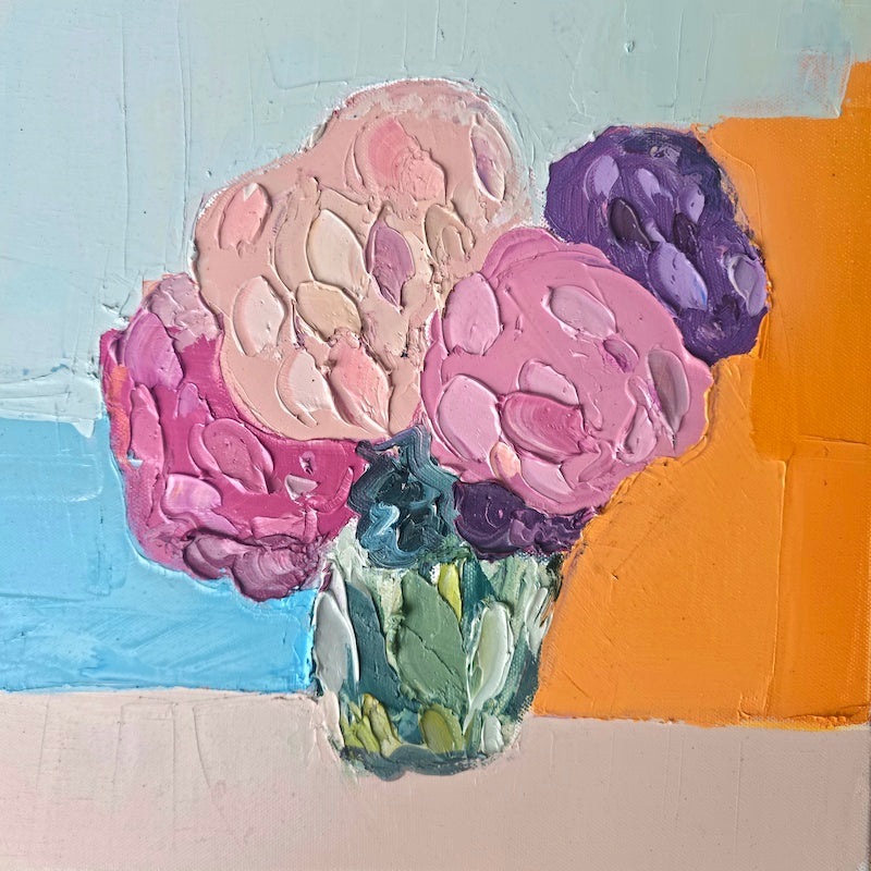 Mia Oatley - Hydrangea On Orange