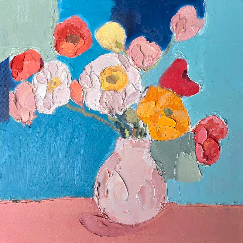 Mia Oatley - Poppies On Blue