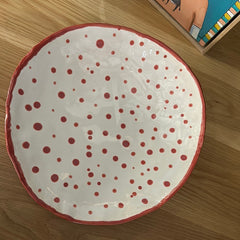 Angela Edwards Ceramics - Large bowl with pink spots
