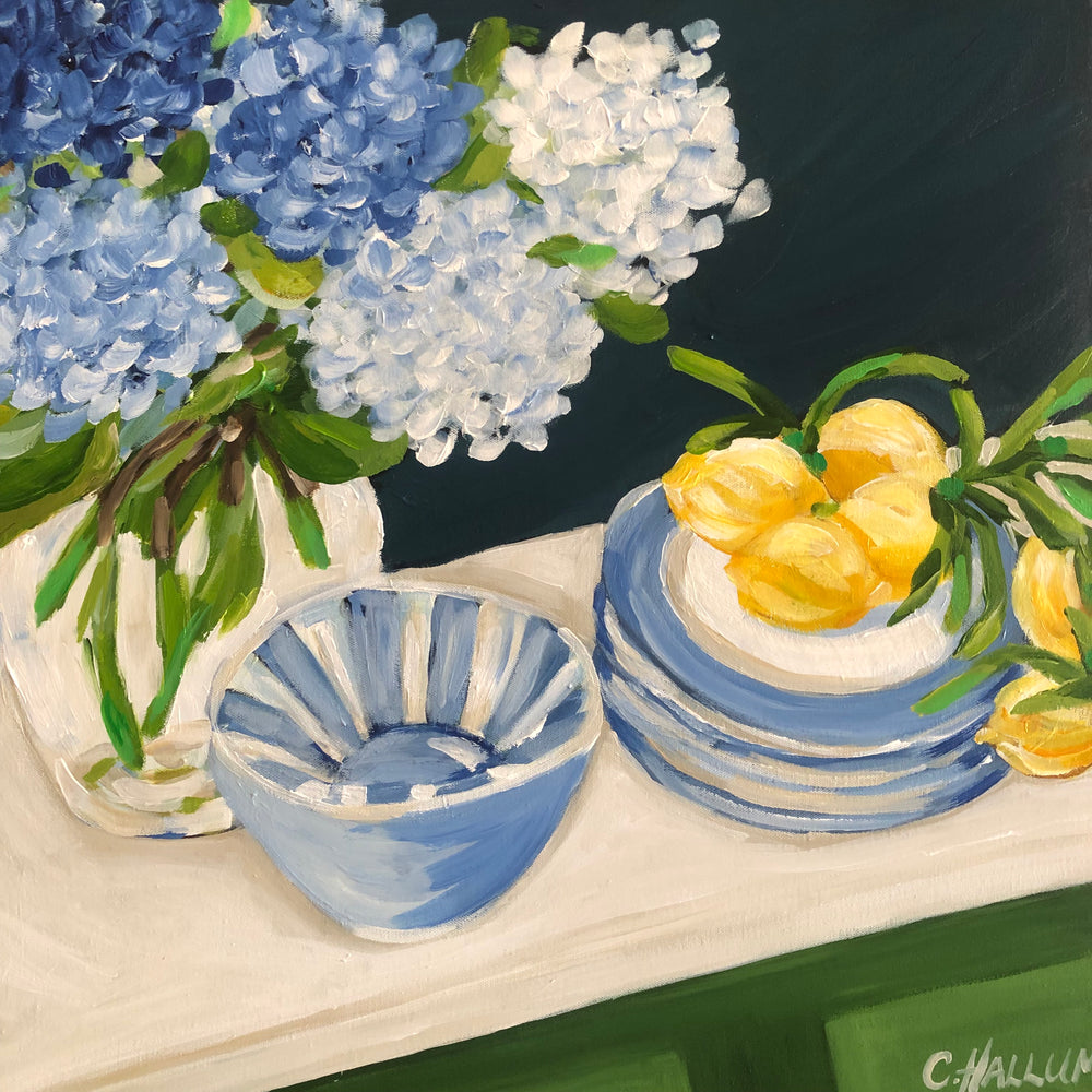 Carolyne Hallum - Stacked Dishes and Lemons