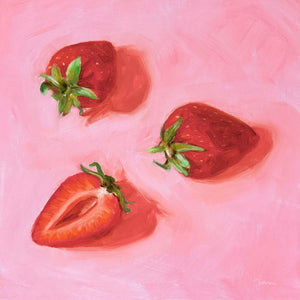 Yani Lenehan - Bright Red Strawberries on Pink