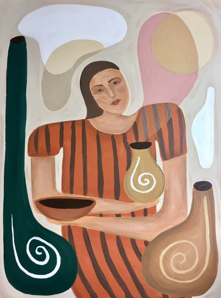 Georgie Damm - A lady and her patterned vase