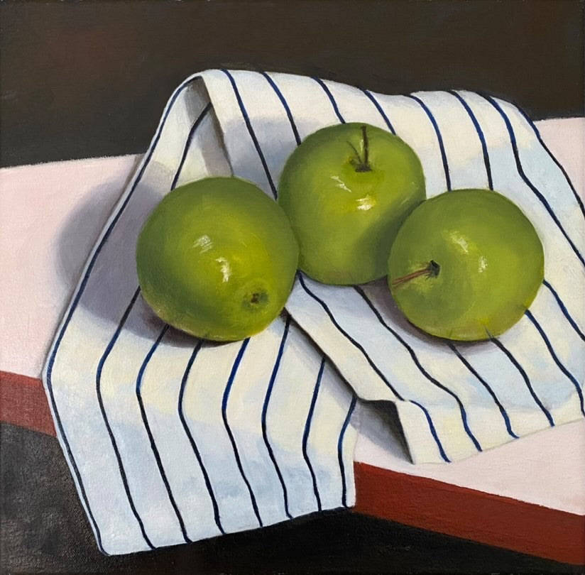 Lynda McKay - Apples on stripe teatowel