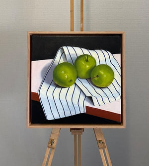 Lynda McKay - Apples on stripe teatowel