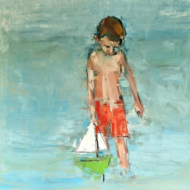 Joanna Davies - Boy with boat on beach