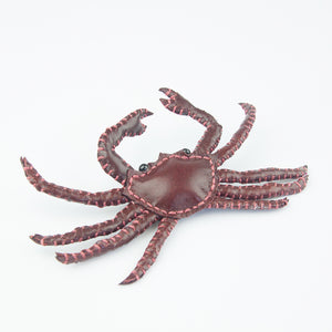Freda Cheung - Leather Handmade Red Crab Brooch