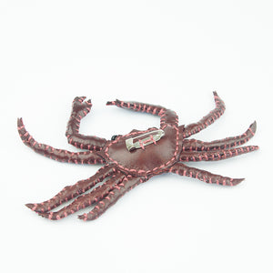 Freda Cheung - Leather Handmade Red Crab Brooch