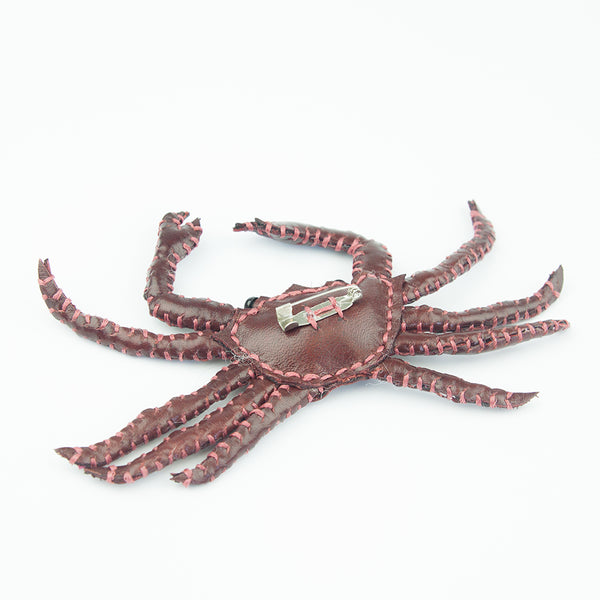 Freda Cheung - Leather Handmade Red Crab Brooch