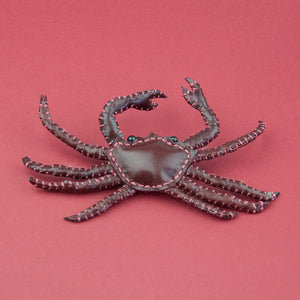 Freda Cheung - Leather Handmade Red Crab Brooch