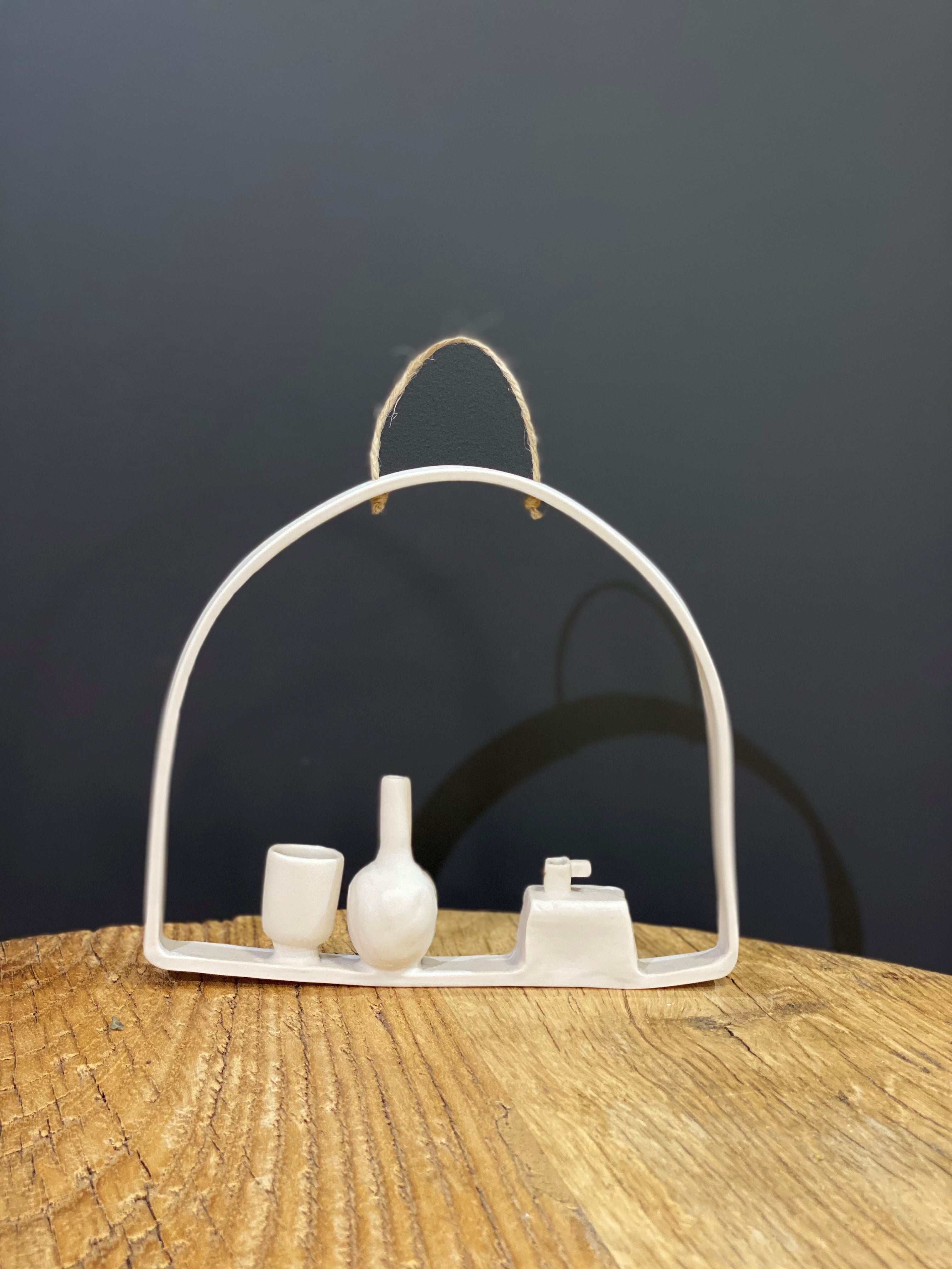 Illy's Wall - Three vase with frame white