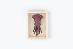 Freda Cheung - Leather Handmade Small Red Leather Squid In Wooden Box